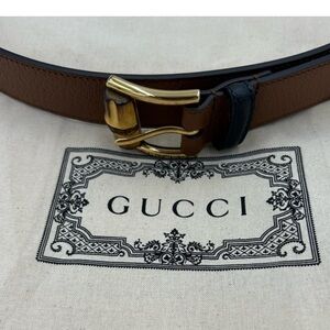 Men's Gucci Brown Leather Belt with Bamboo Buckle. Size 110 cm/44inches
